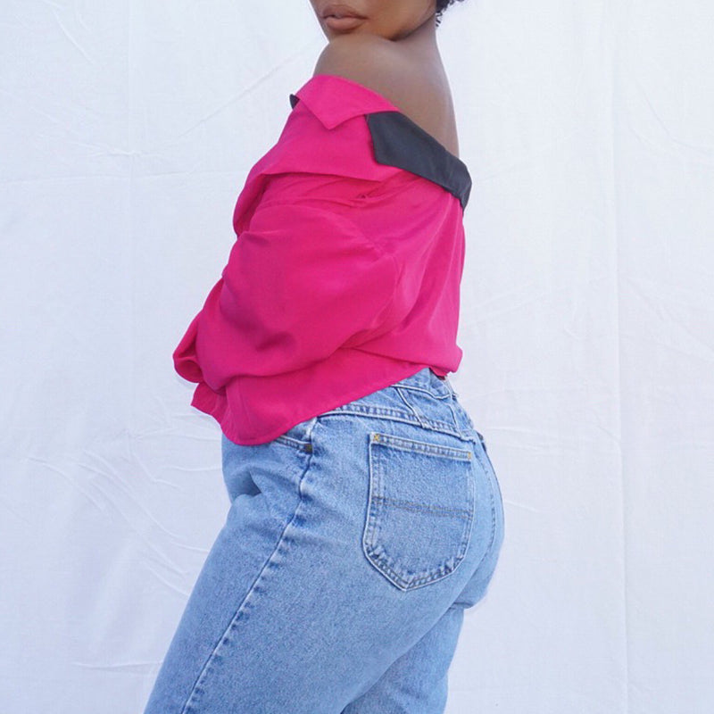 Vintage 80's Long Sleeve Button Up (Medium)