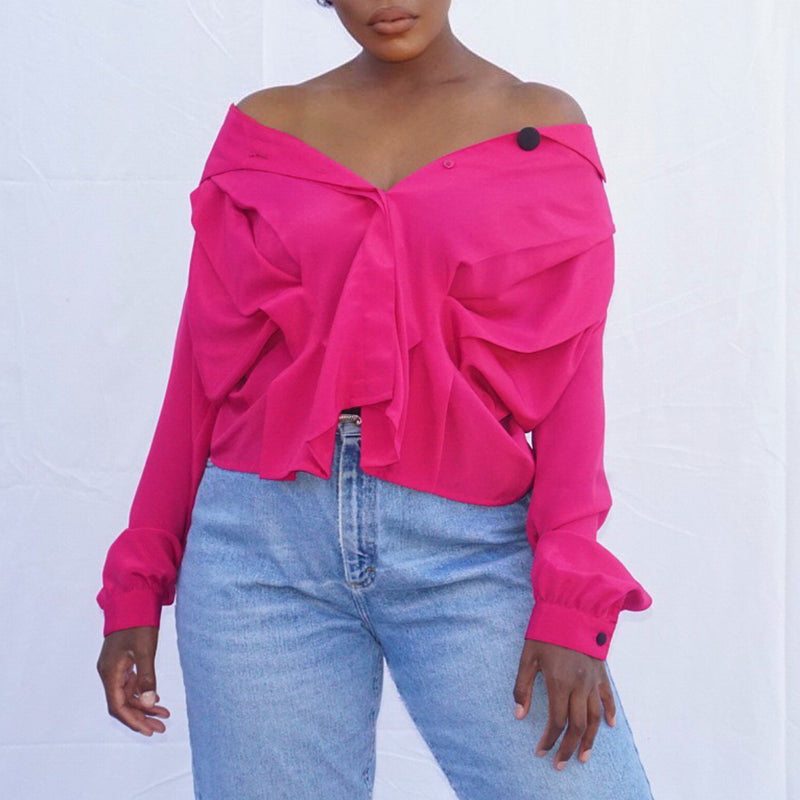 Vintage 80's Long Sleeve Button Up (Medium)